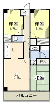 木崎台マンション(3LDK/2階)の間取り写真