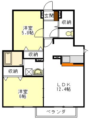 豊和サンク(2LDK/1階)の間取り写真