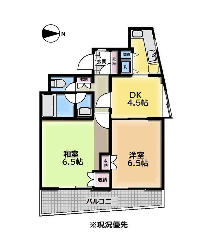 エスポワール池尻(1LDK/4階)の間取り写真
