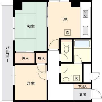 ミール千歳烏山(2DK/7階)の間取り写真