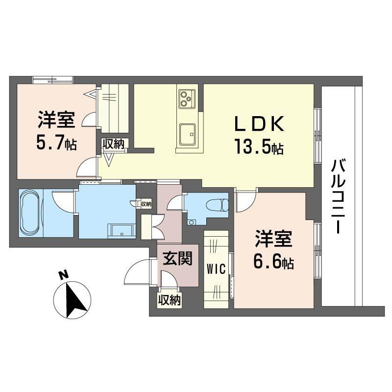 セントリビエ湘南台(2LDK/2階)の間取り写真