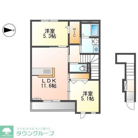 ＪＲ成田線 木下駅 徒歩11分 2階建 築6年(2LDK/2階)の間取り写真