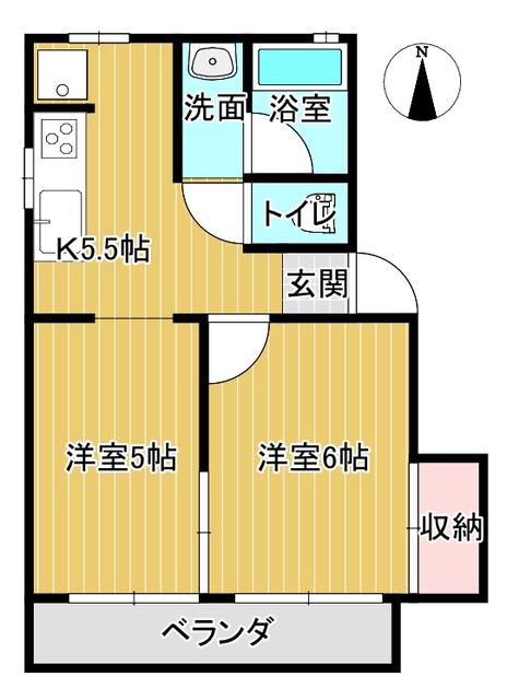 岩崎ハイツ(2DK/1階)の間取り写真