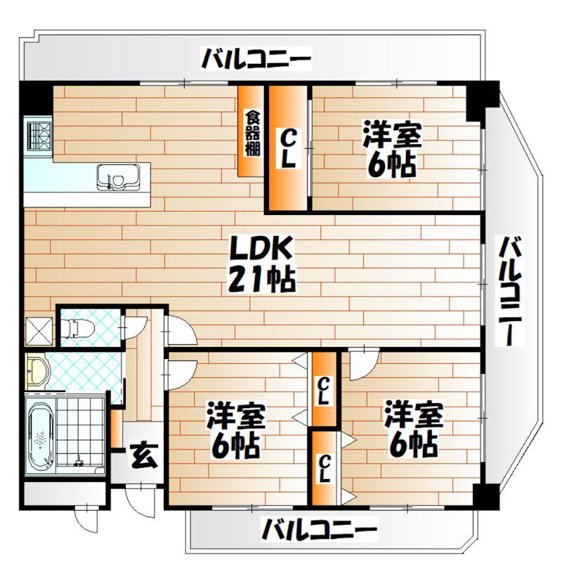 クレセール守恒(3LDK/1階)の間取り写真
