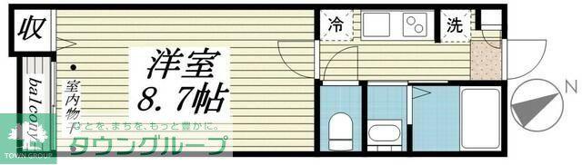 PASTEL(1K/2階)の間取り写真