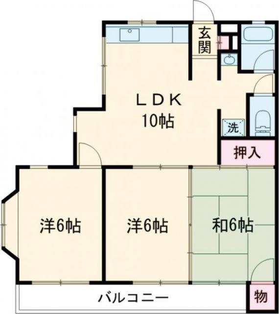セザール田迎(3LDK/3階)の間取り写真