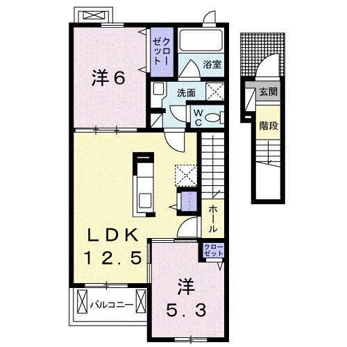 玉藻II(2LDK/2階)の間取り写真