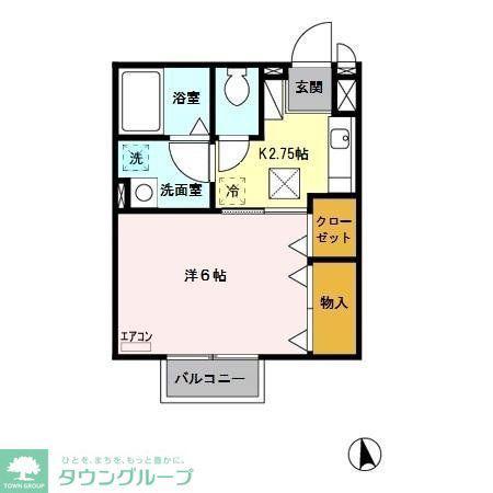 ヴェルドミール(1K/1階)の間取り写真