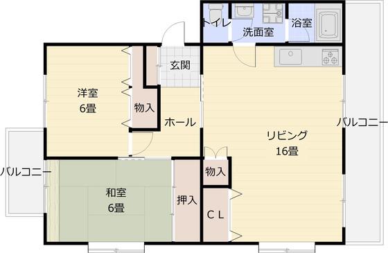 本町八幸ハイツ(2LDK/1階)の間取り写真