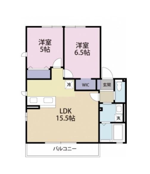 カラカーサII(2LDK/2階)の間取り写真