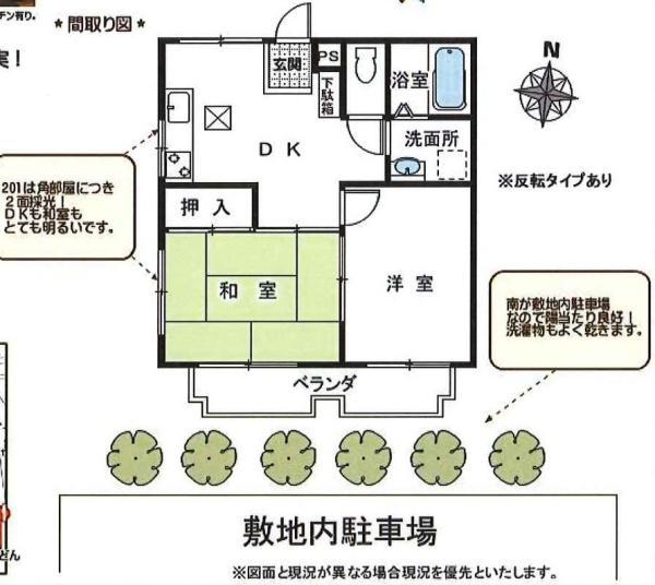 サンフラワーハイツ(2DK/2階)の間取り写真