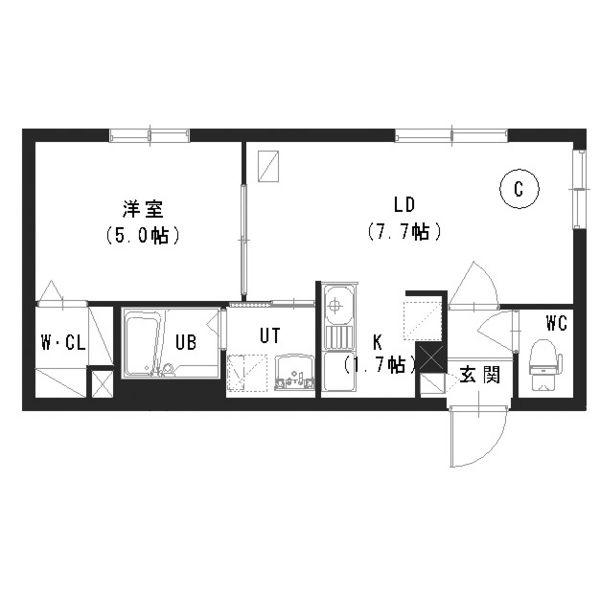 クルタ東区役所前(1LDK/3階)の間取り写真