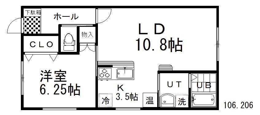 BLANCAII(1LDK/2階)の間取り写真
