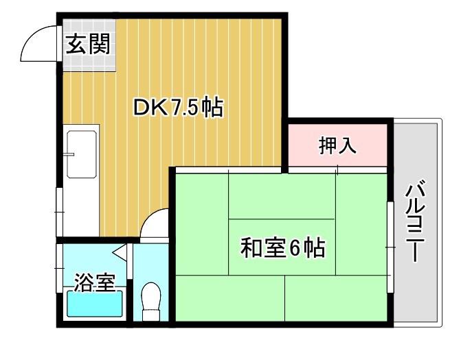 日精マンション(1DK/3階)の間取り写真