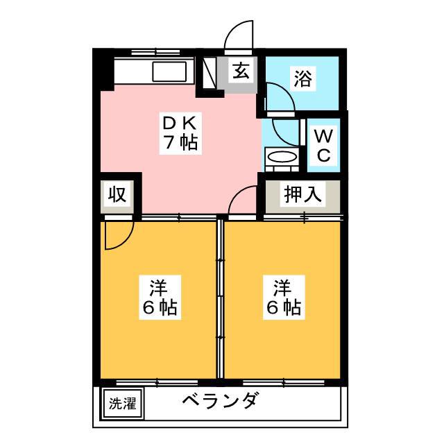 第4西山ビル(2DK/3階)の間取り写真