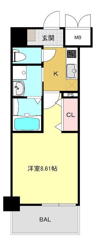 シニア限定 RAKUJU RESIDENCE 大倉山(1K/4階)の間取り写真