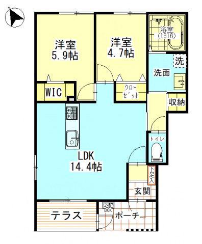 アルクス長束(2LDK/1階)の間取り写真