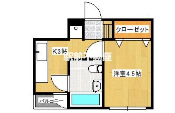 カサベルデ本町(1DK/6階)の間取り写真