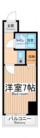 鶴見ハウス(1K/8階)の間取り写真