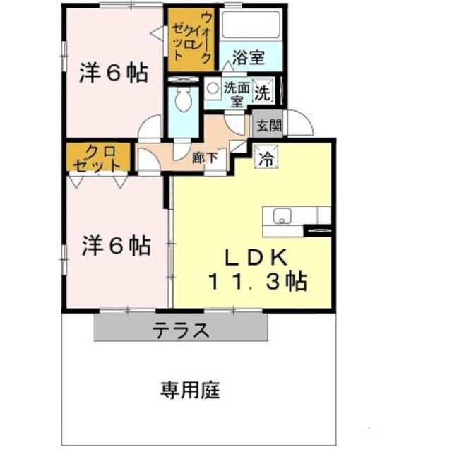サンフィールド(2LDK/1階)の間取り写真