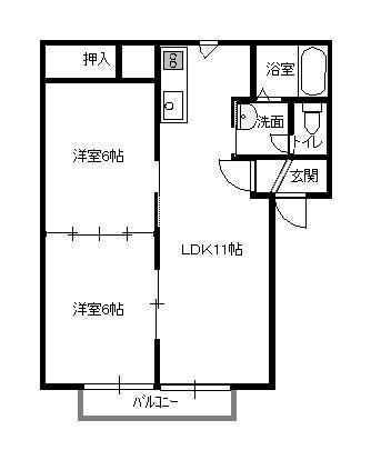 カサクァレンタ駿河 F(2LDK/2階)の間取り写真