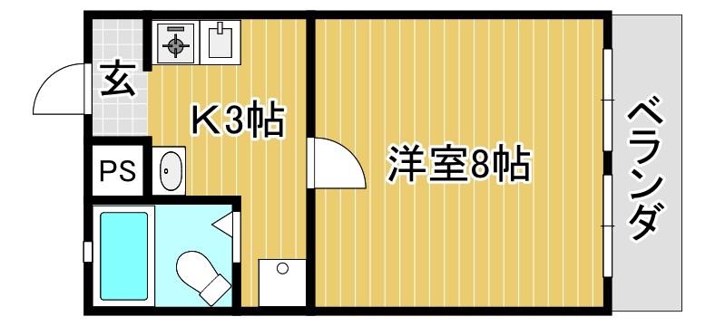 シャインハイツヨシザワI(1K/1階)の間取り写真