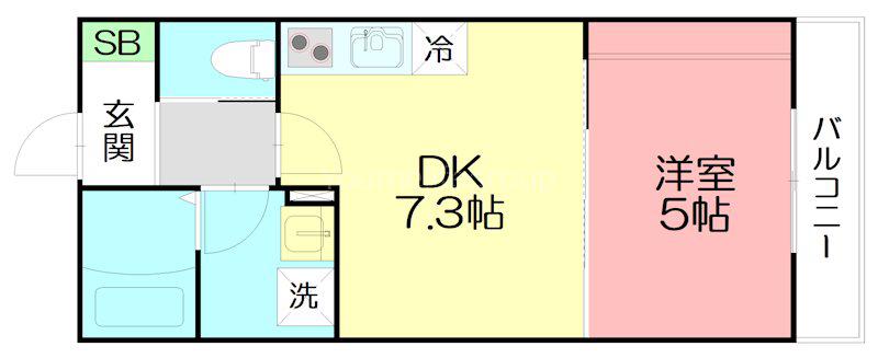 VARIA東海岸南(1DK/2階)の間取り写真