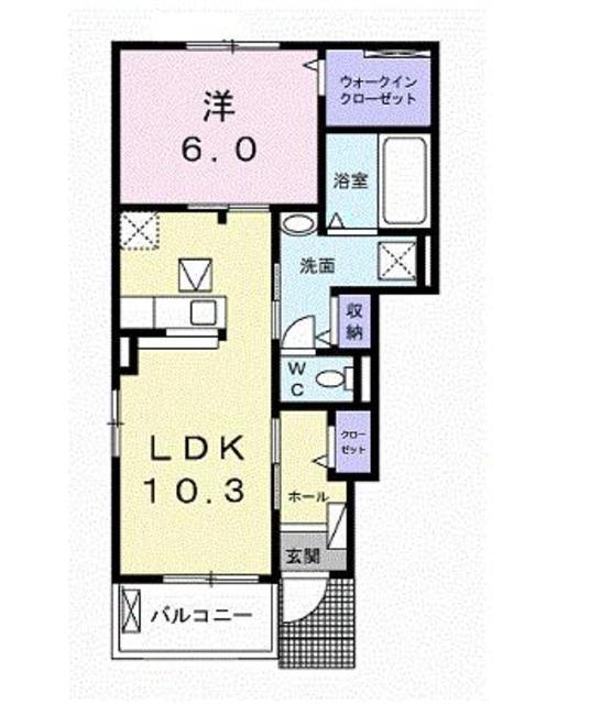 富士見ハイツ NEO III(1LDK/1階)の間取り写真