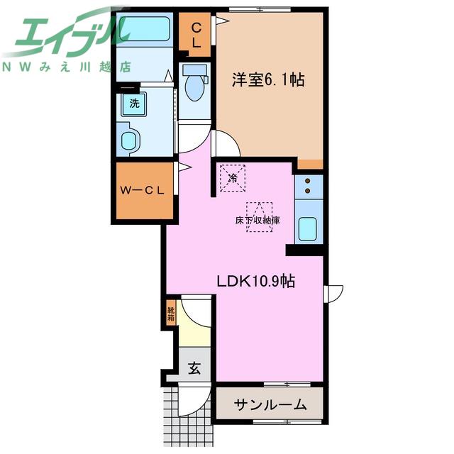 ソラティオ(1LDK/1階)の間取り写真