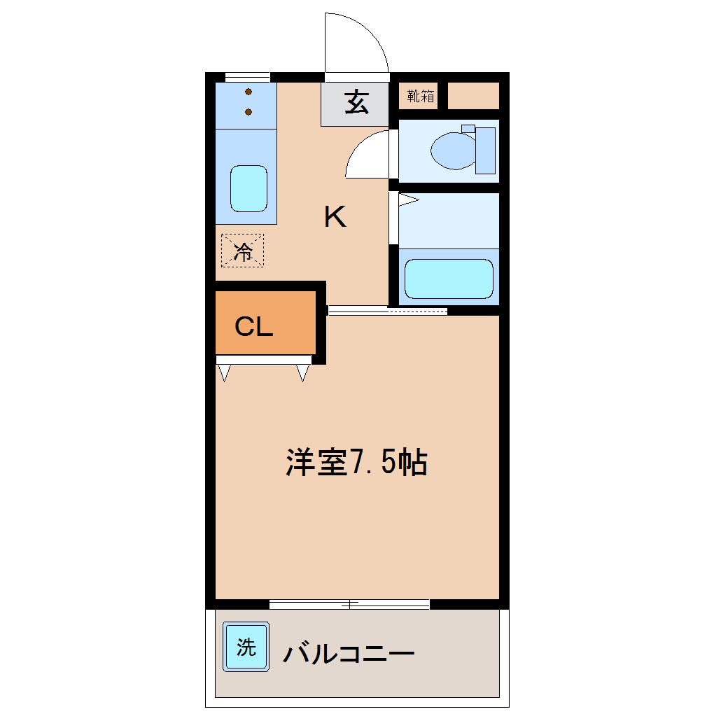 平野ハイツ(1K/2階)の間取り写真