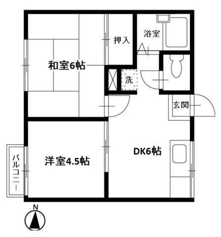 ファミーユ・三浦(2DK/2階)の間取り写真