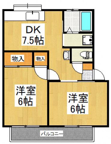 第2グリーンコーポ(2DK/1階)の間取り写真