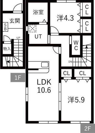 グランルーク(2LDK/2階)の間取り写真