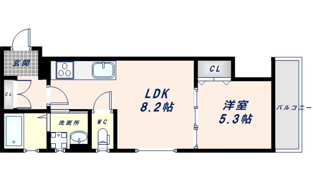 ラモーナ長瀬II(1LDK/2階)の間取り写真