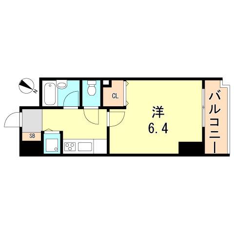 YKハイツ西明石(1K/8階)の間取り写真