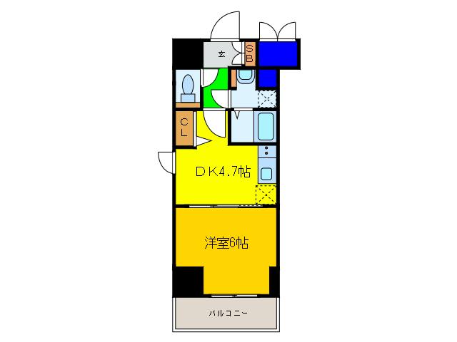 ファーストステージ梅田ウエスト(1DK/15階)の間取り写真