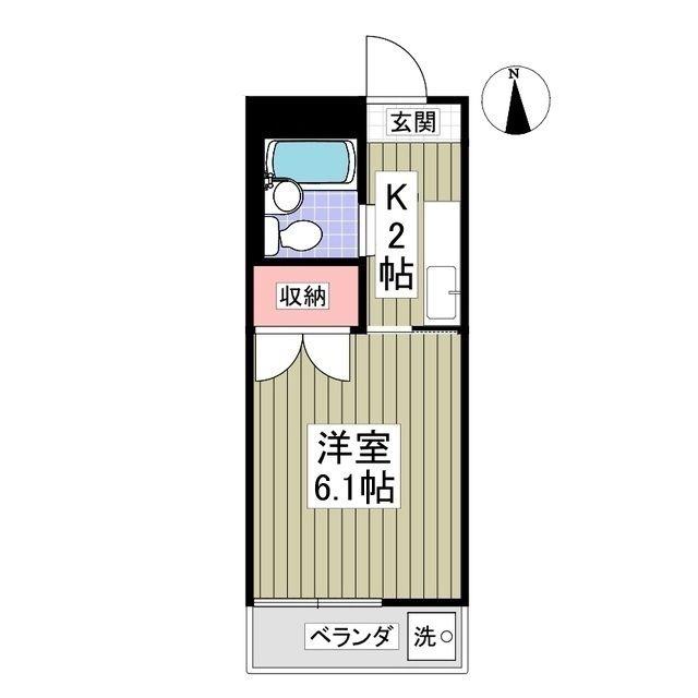 第一ローズハイツ(1K/2階)の間取り写真