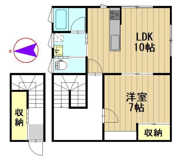 キュービックハウス(1LDK/2階)の間取り写真