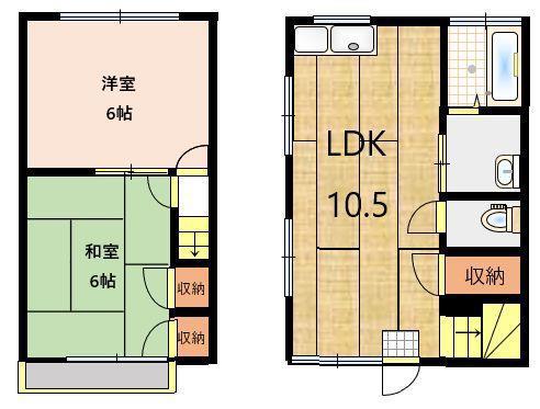 光ハイツ七日市(2LDK/1階)の間取り写真
