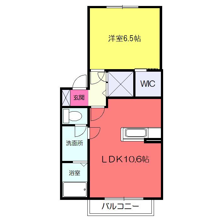 ディアコートケーエム(1LDK/2階)の間取り写真