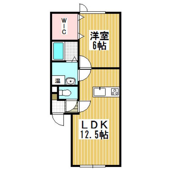 ラフィーネ知利別2(1LDK/2階)の間取り写真