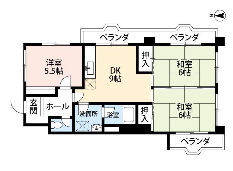 瑞ケ丘マンション(3LDK/1階)の間取り写真