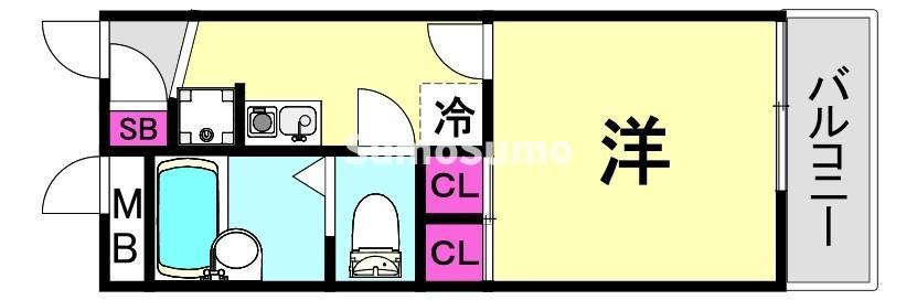 レオパレスアルカイック(1K/2階)の間取り写真