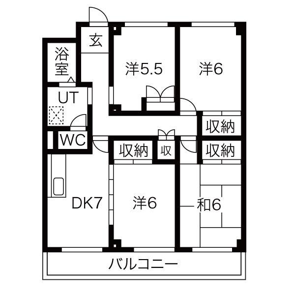 カサ東田面(4DK/1階)の間取り写真