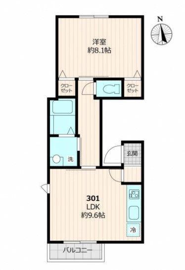 メゾン・ド・ベアII(1LDK/3階)の間取り写真