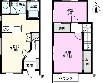 東武伊勢崎線 大袋駅 徒歩25分 2階建 築26年(2LDK/1階)の間取り写真