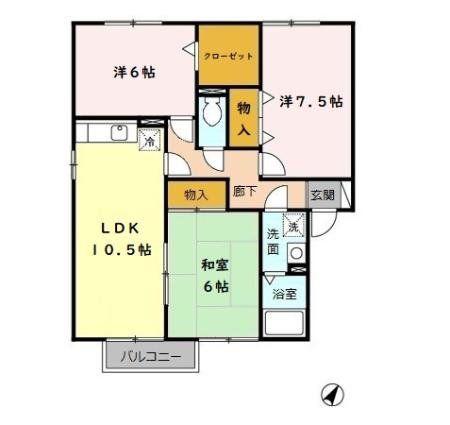 リバーサイド(3LDK/2階)の間取り写真