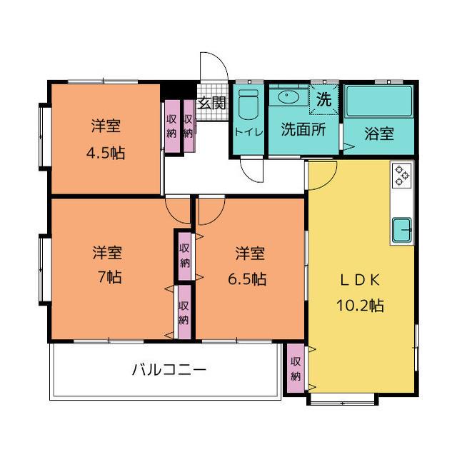 岩崎マンション(3LDK/3階)の間取り写真