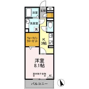クローバ(1K/2階)の間取り写真