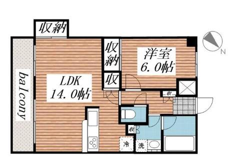 エバーグリーン(1LDK/5階)の間取り写真